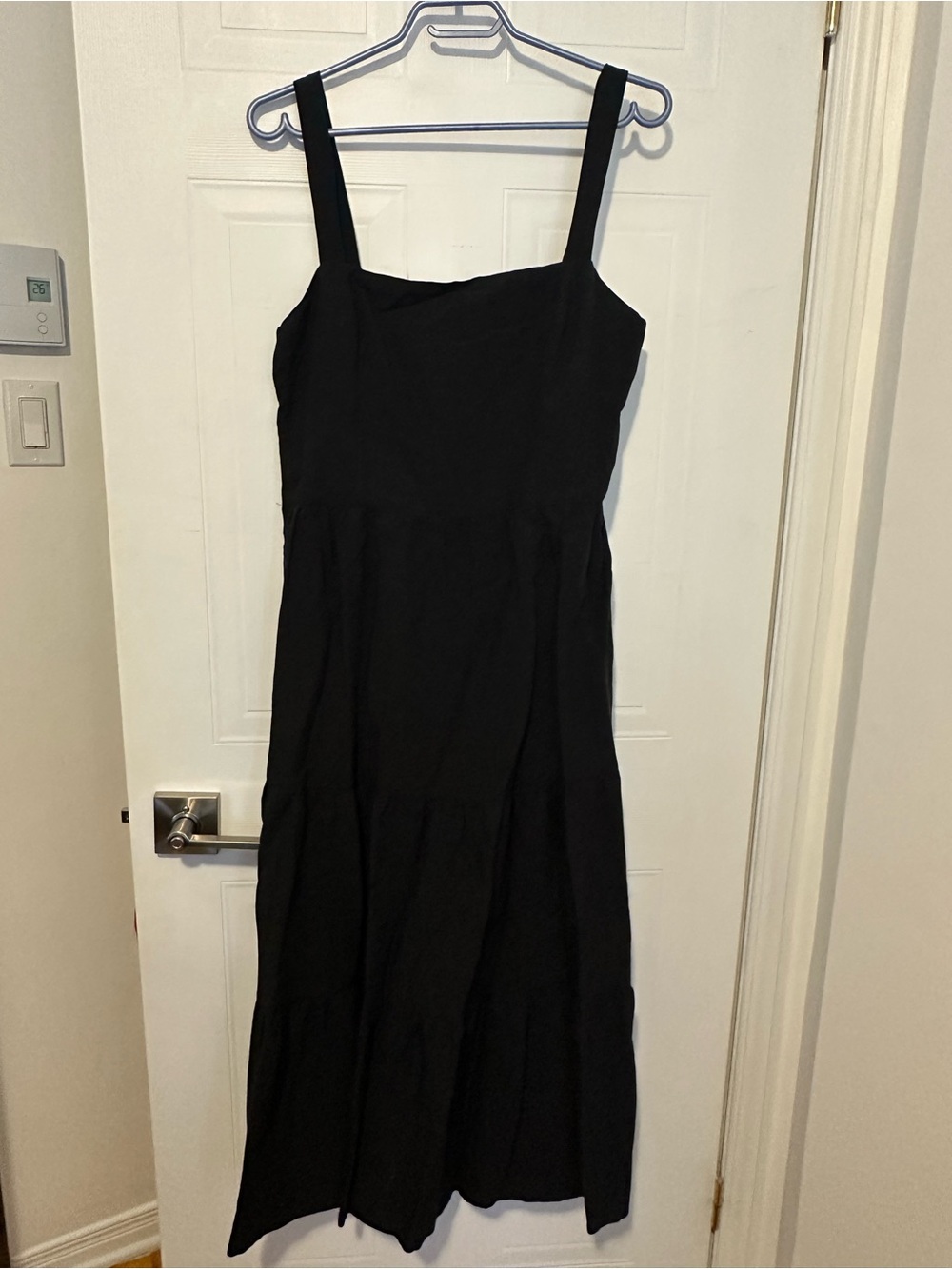 Forever Young Classic Black Square-Neck Linen Maxi Dress